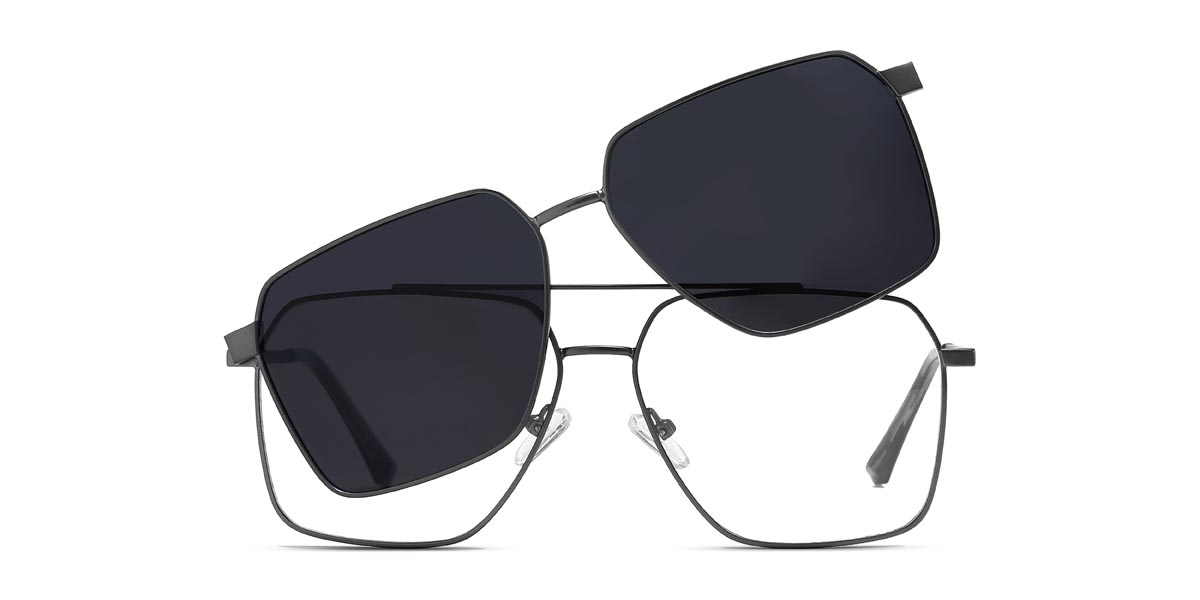 Black Jimmy - Aviator Clip-On Sunglasses