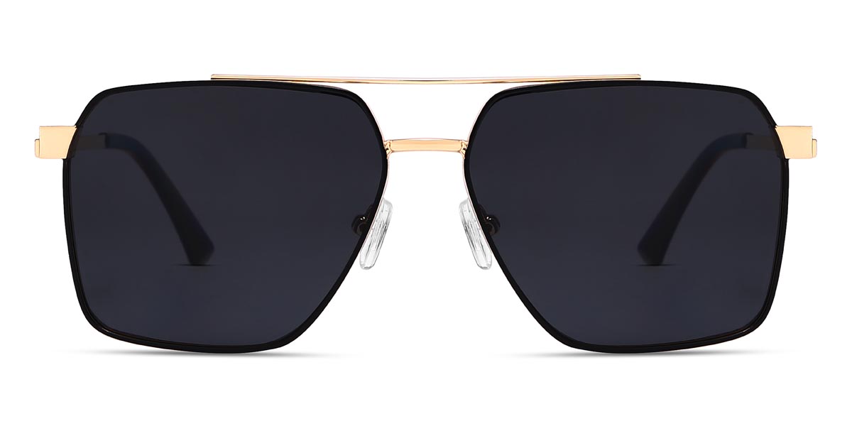 Dorado Negro Jimmy Gafas - Aviator Clip-On Sunglasses