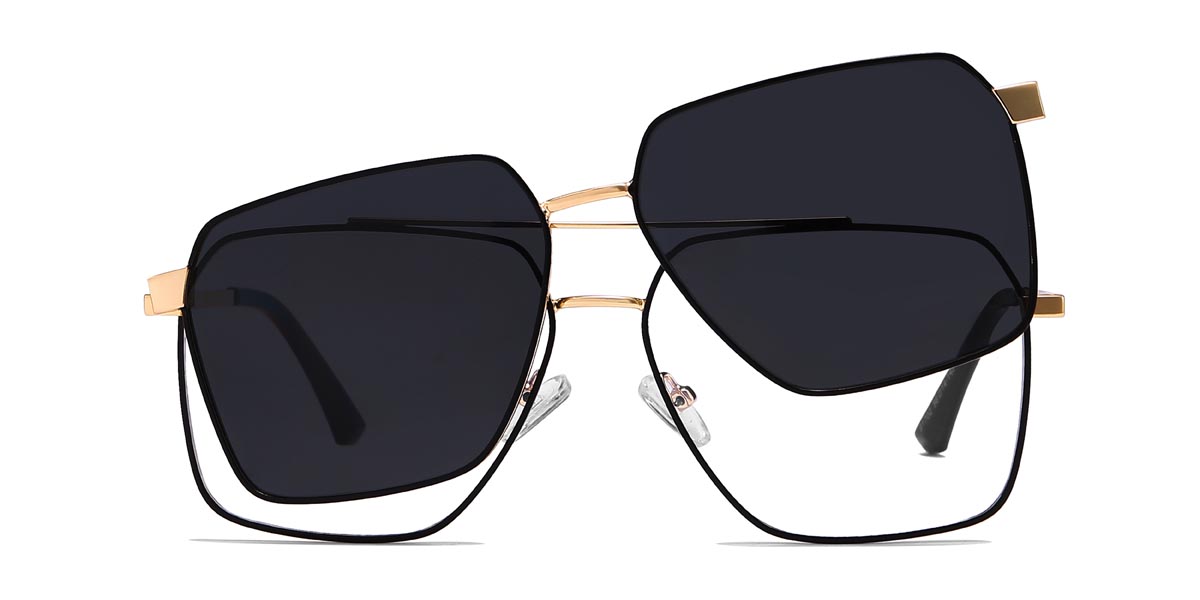 Gold Black Jimmy - Aviator Clip-On Sunglasses