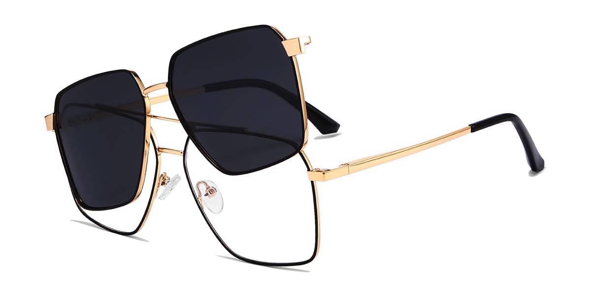 Gold Black Jimmy - Aviator Clip-On Sunglasses