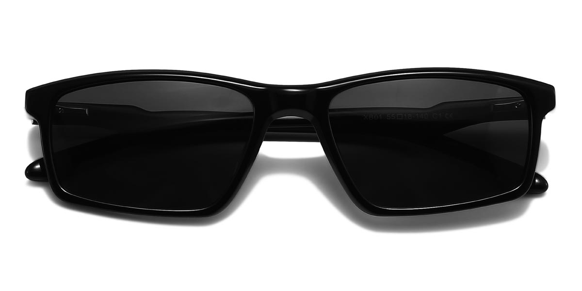 Black Grey Edward - Rectangle Sunglasses