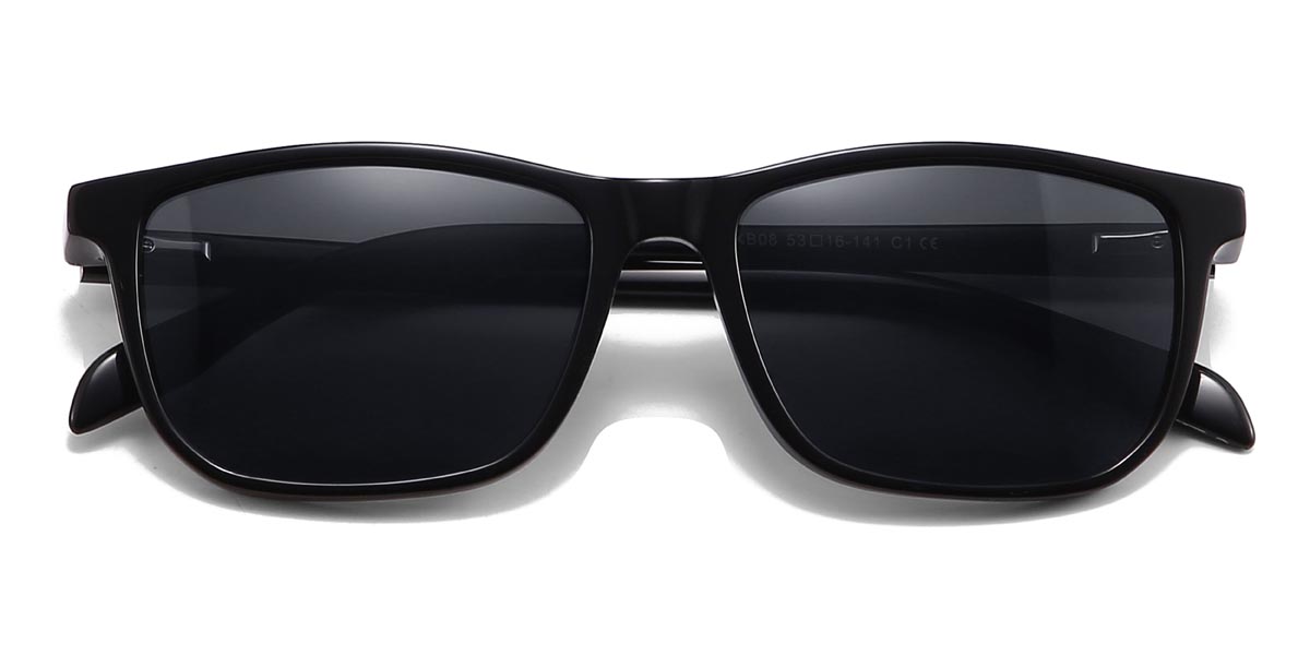 Black Grey Cary - Rectangle Sunglasses