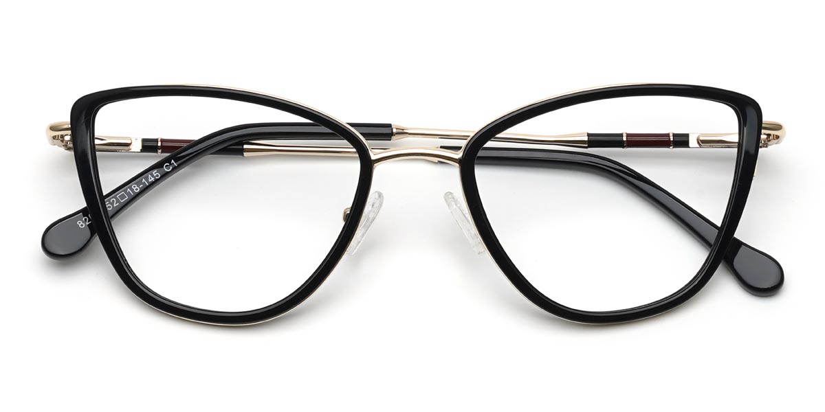 Gold Black Josephine - Cat Eye Glasses