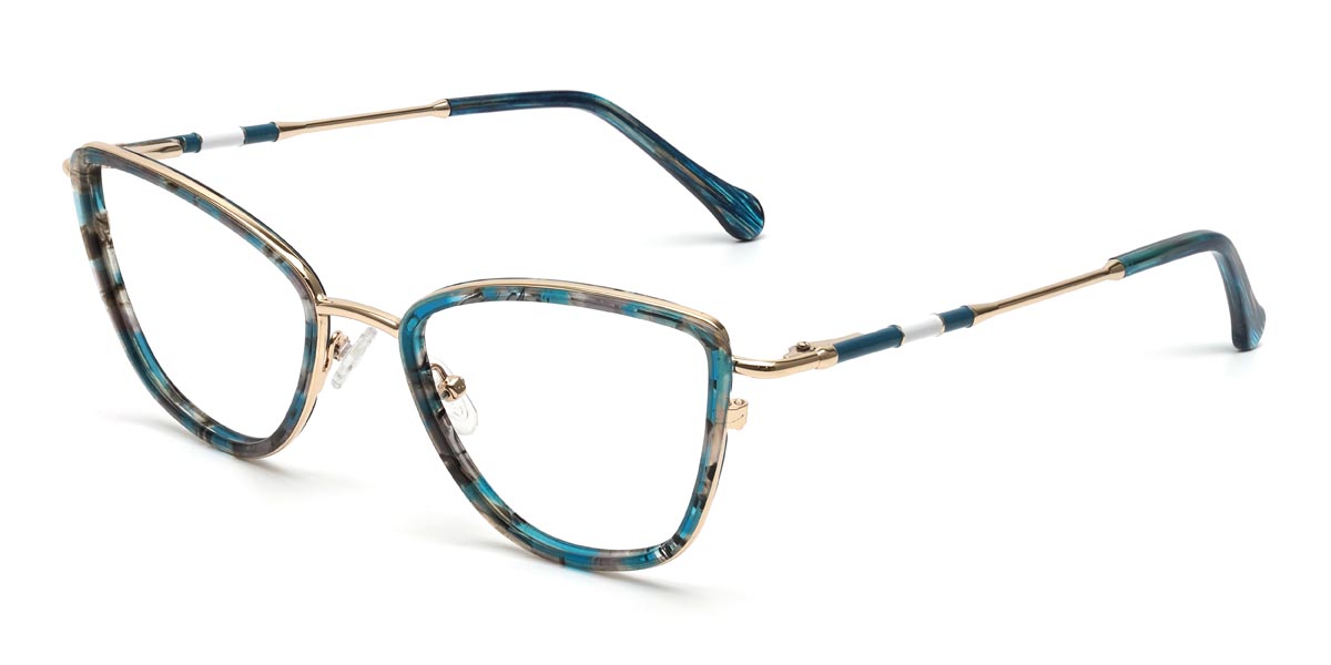 Gold Blue Tortoiseshell Josephine - Cat Eye Glasses