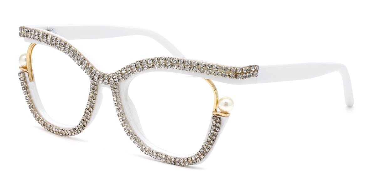 White White Diamond Lareina - Square Glasses