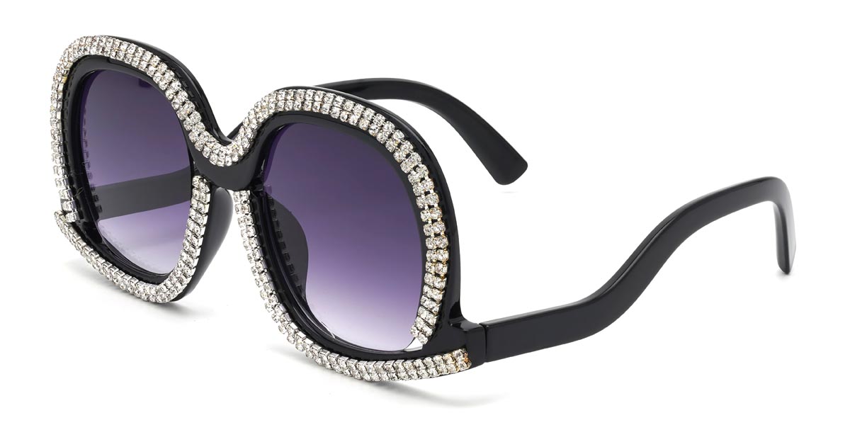 Schwarz Grau Mabel Brille - Square Sunglasses