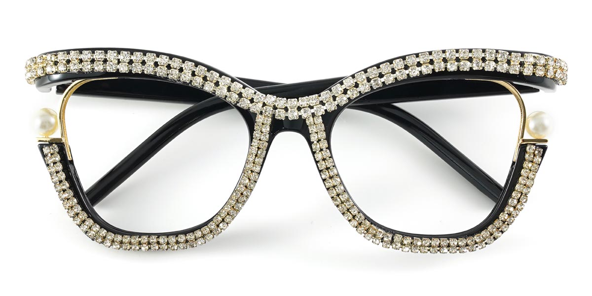 Noir Blanc Diamant Lareina - Square Glasses