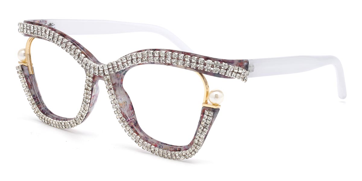 Butterfly White Diamond Lareina - Square Glasses