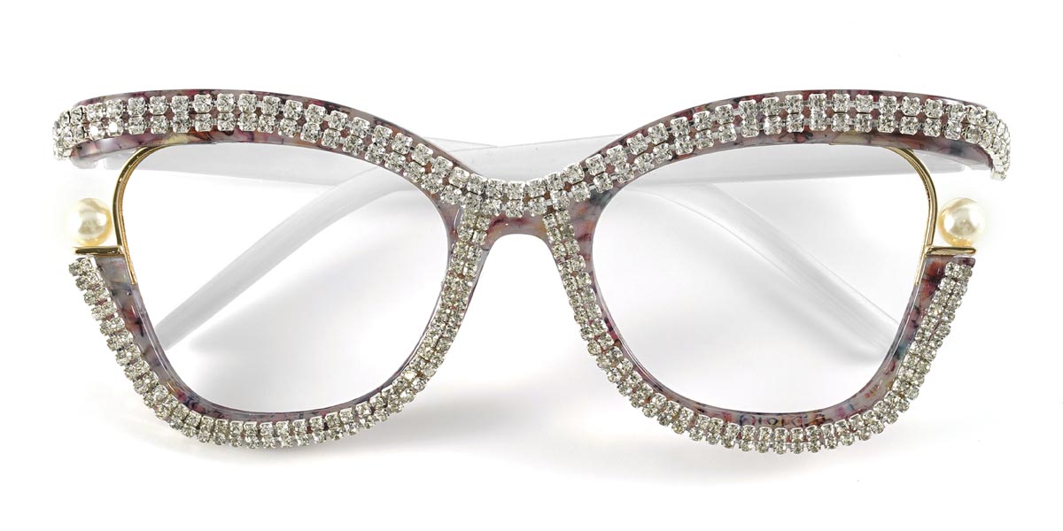 Butterfly White Diamond Lareina - Square Glasses