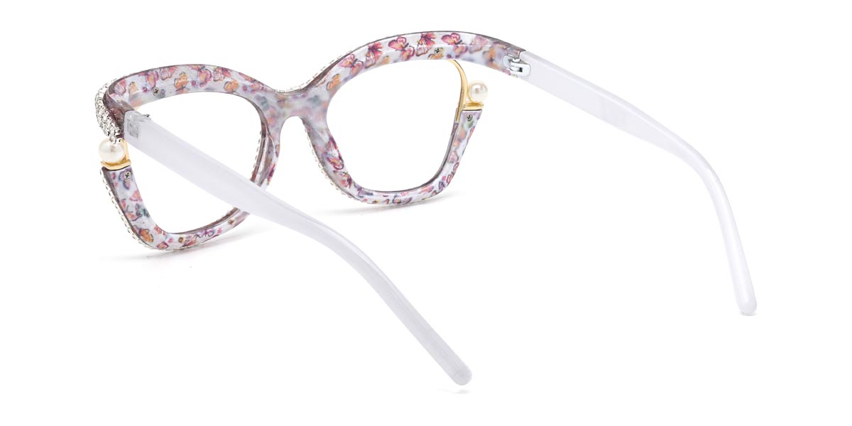 Butterfly White Diamond Lareina - Square Glasses