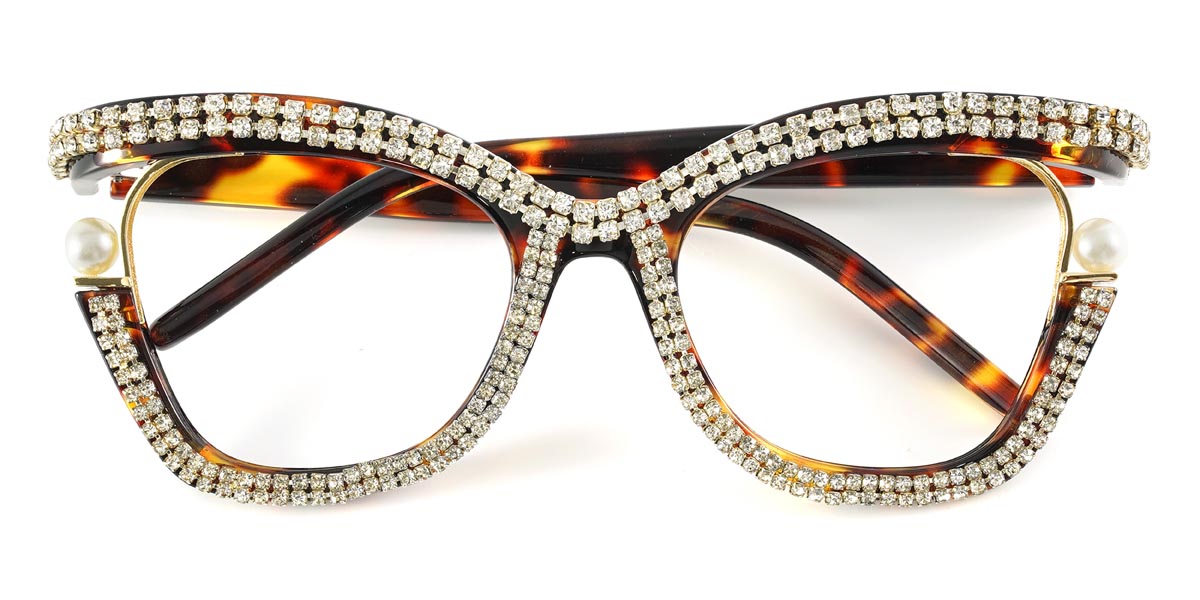 Tortoiseshell White Diamond Lareina - Square Glasses