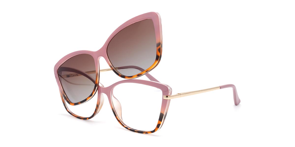 Cameo Brown Tortoiseshell Zoe - Cat Eye Clip-On Sunglasses