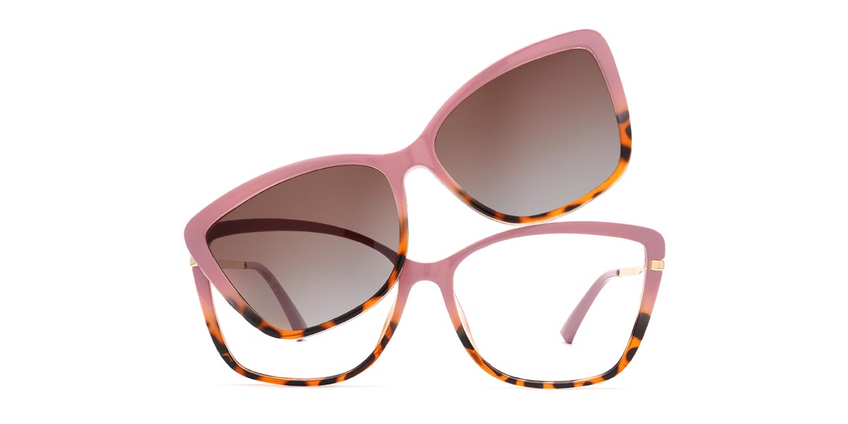 Cameo Brown Tortoiseshell Zoe - Cat Eye Clip-On Sunglasses