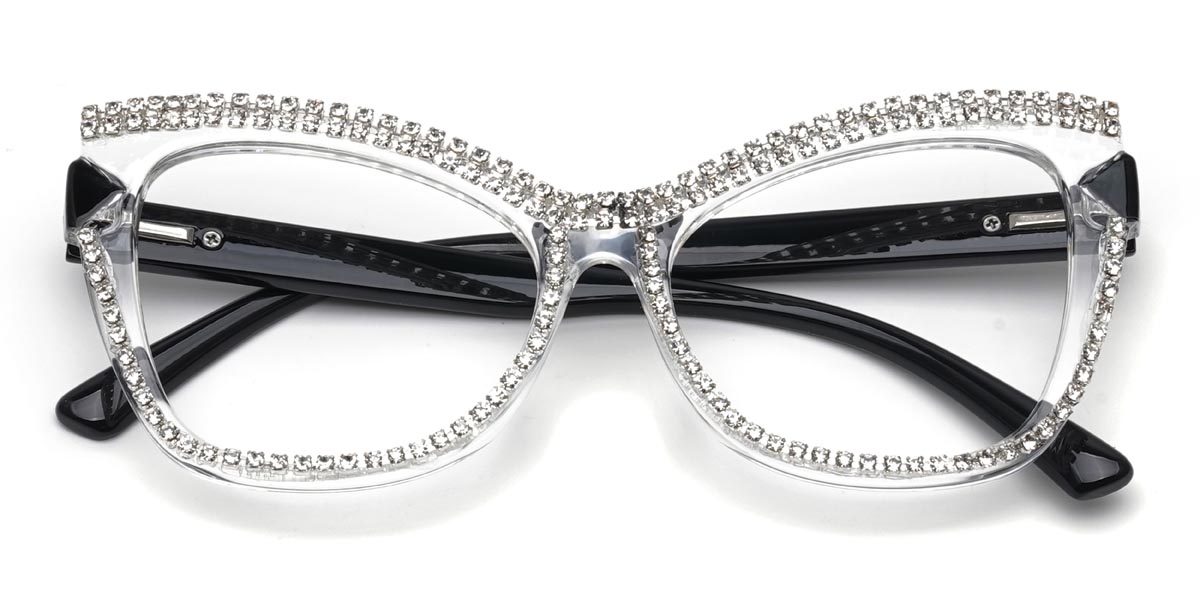 Clear White Diamond Ailsa - Cat Eye Glasses