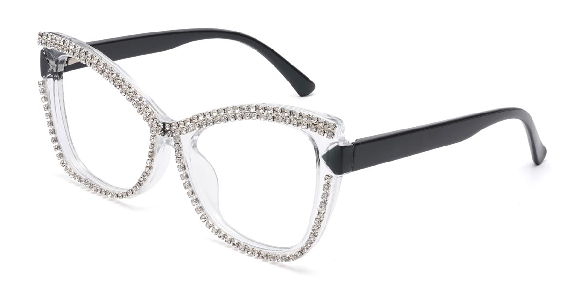 Clear White Diamond Ailsa - Cat Eye Glasses