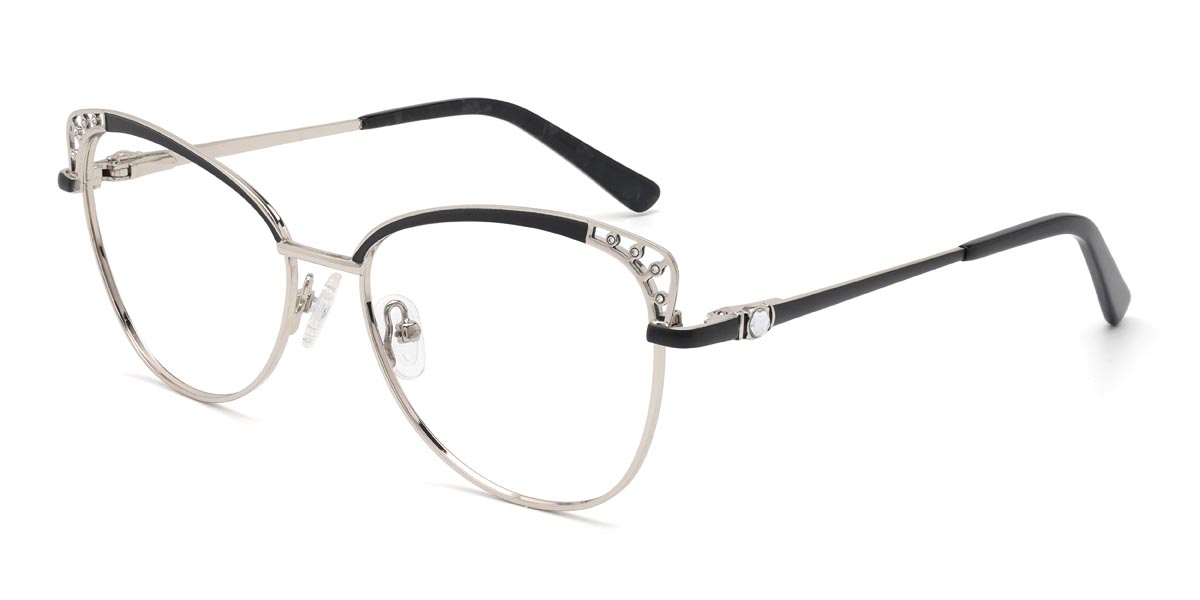 Fekete ezüst Spark - Cat Eye Glasses