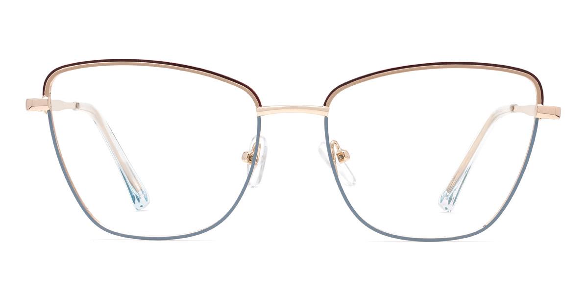 Wine Khaki Blue Philomena - Cat Eye Glasses