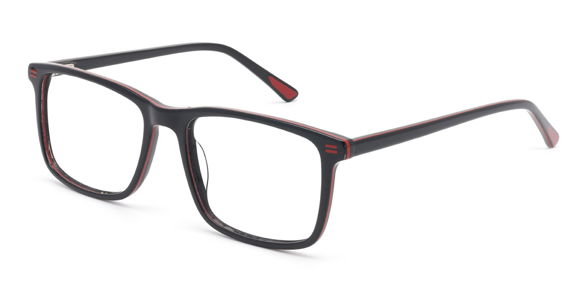 Fekete piros Aspen - Rectangle Glasses