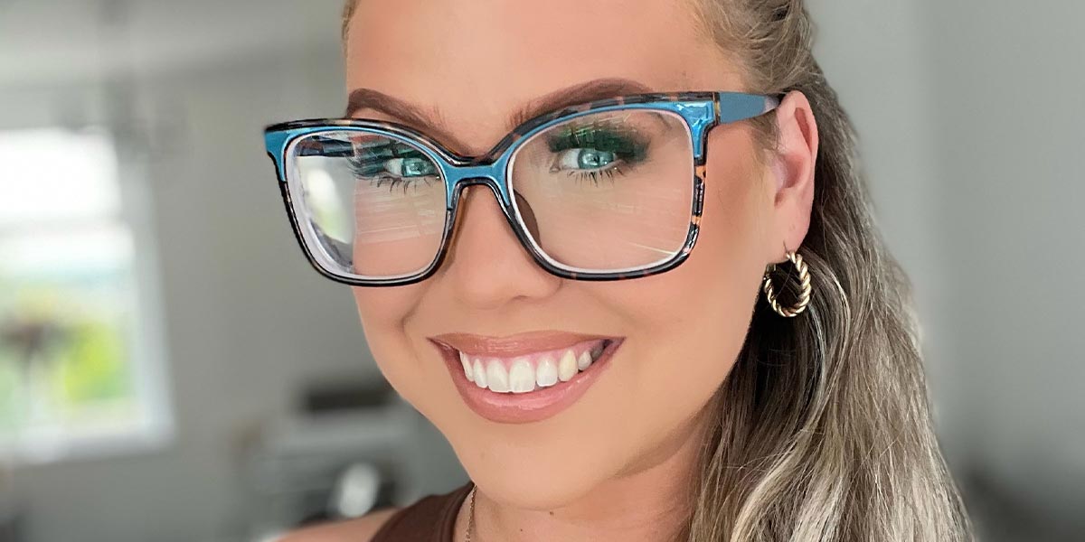 Teal Tortoiseshell Davina Glasses - Square Glasses