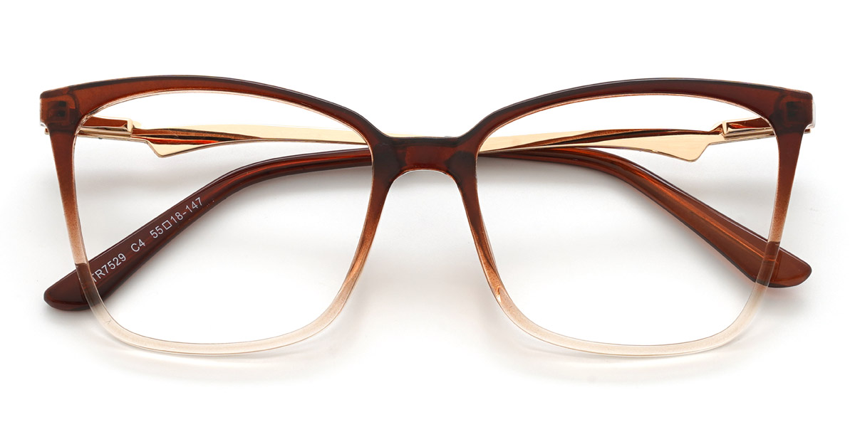 Gradient Brown Ishara Glasses - Cat Eye Glasses