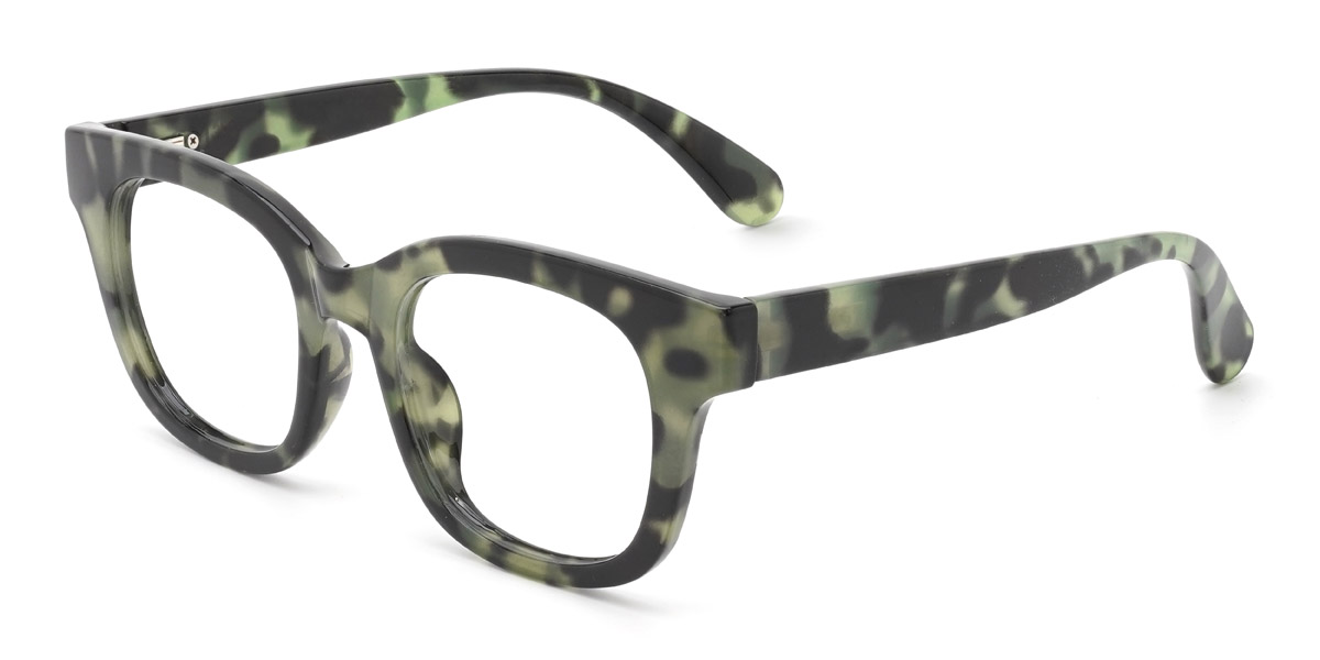 Green Tortoiseshell Wanda - Square Glasses