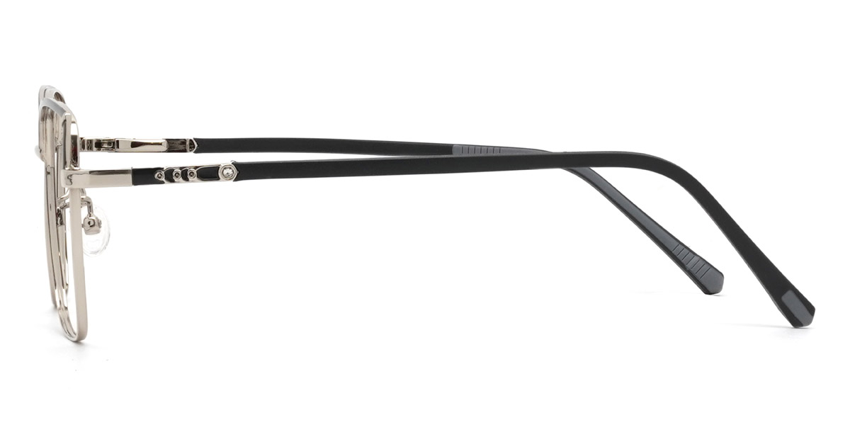 Black Silver Scarlette - Rectangle Glasses