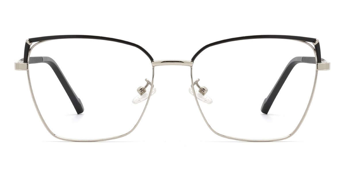 Schwarz Silber Scarlette - Rectangle Glasses