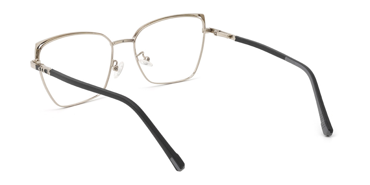 Black Silver Scarlette - Rectangle Glasses