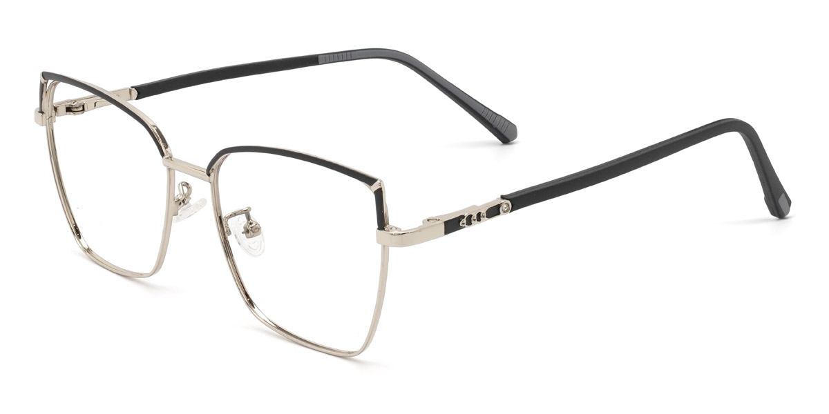 Black Silver Scarlette - Rectangle Glasses