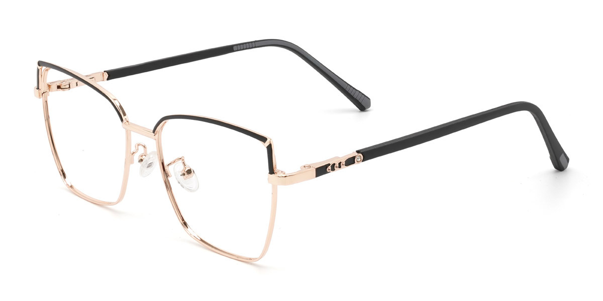 Gold Black Scarlette - Rectangle Glasses