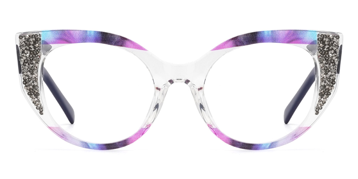 Purple Blue Clear Addilynn - Cat Eye Glasses