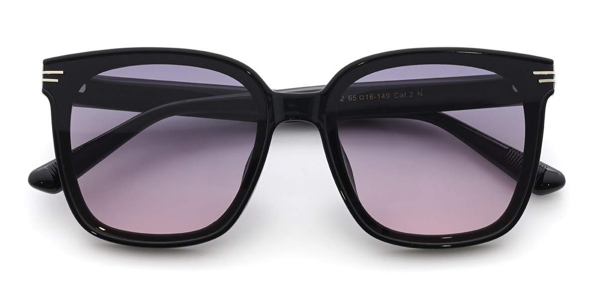 Black Gradual Purple Jolene - Square Sunglasses