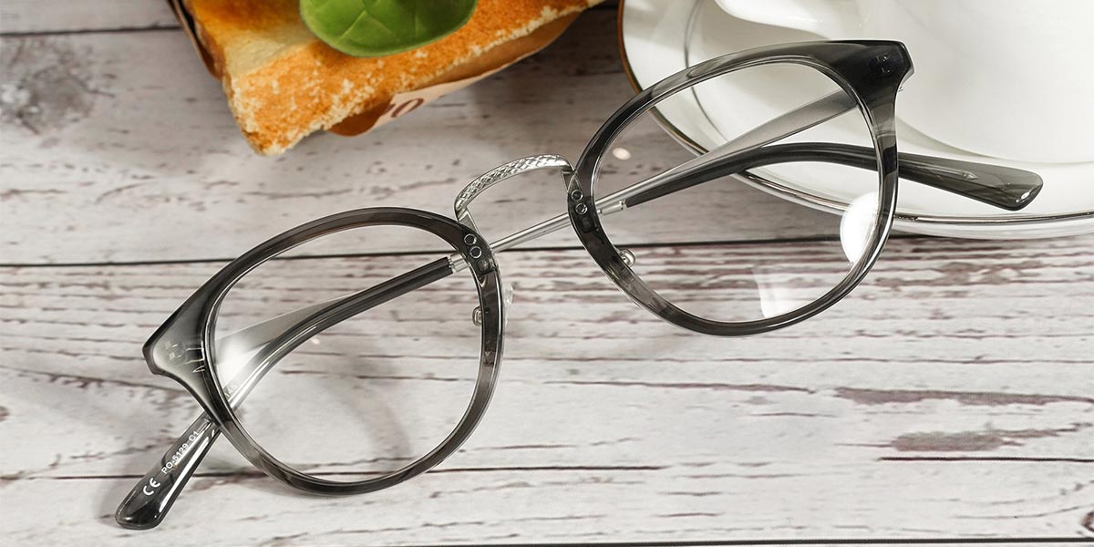 Gray Stripes Birch - Oval Glasses