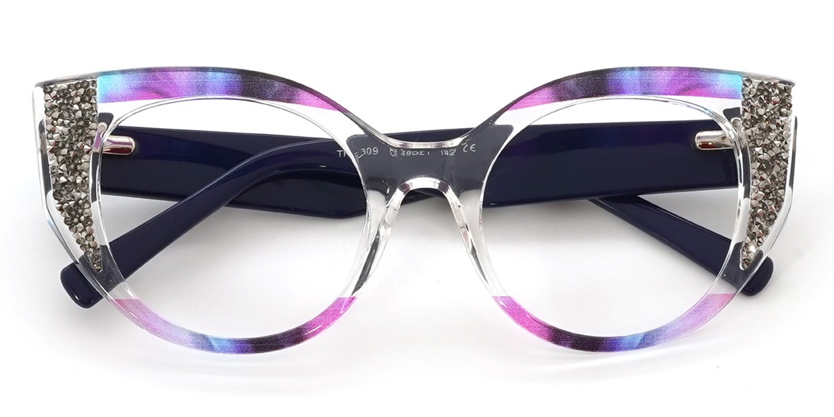 Purple Blue Clear Addilynn Glasses - Cat Eye Glasses