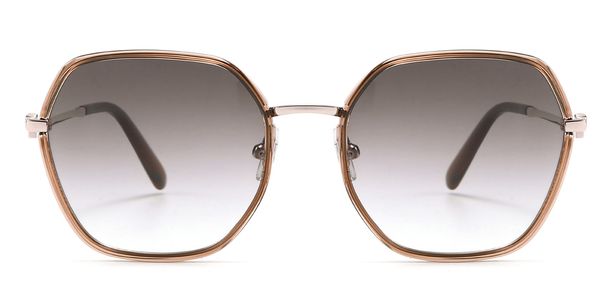 Brown Gradual Brown Brok - Square Sunglasses