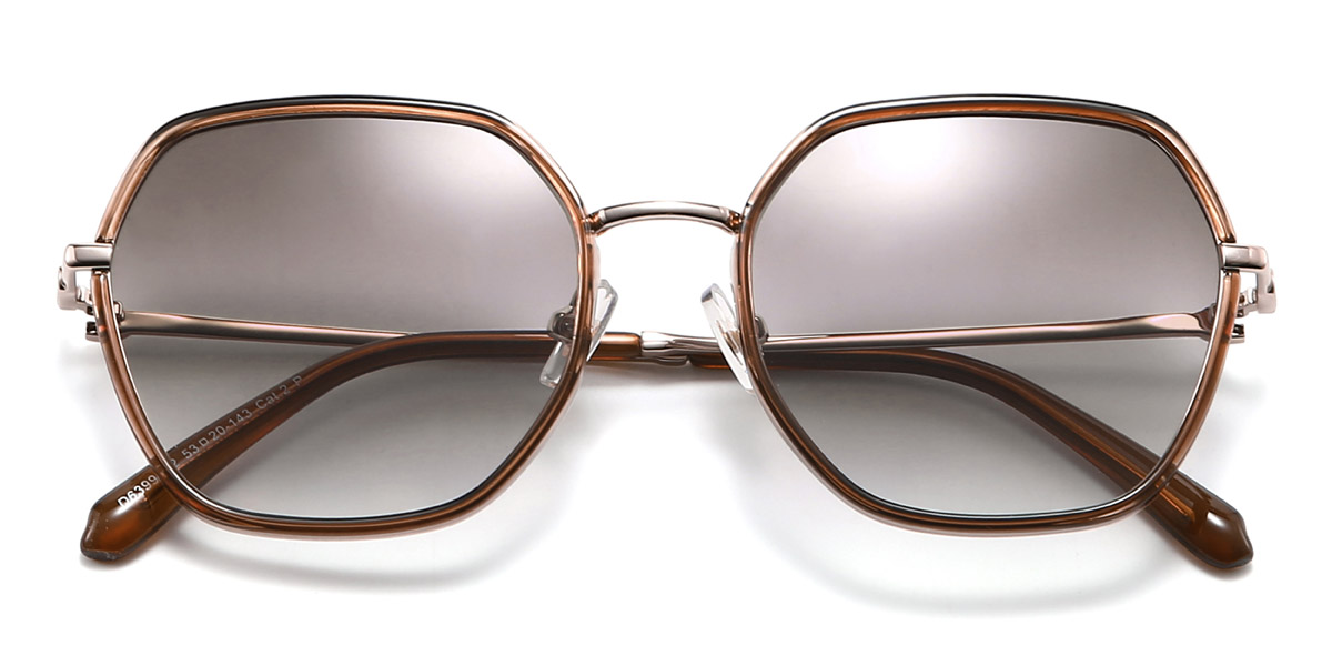 Brown Gradual Brown Brok - Square Sunglasses