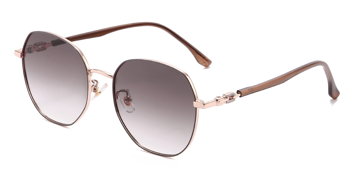 Gold Brown Kenrick - Oval Sunglasses