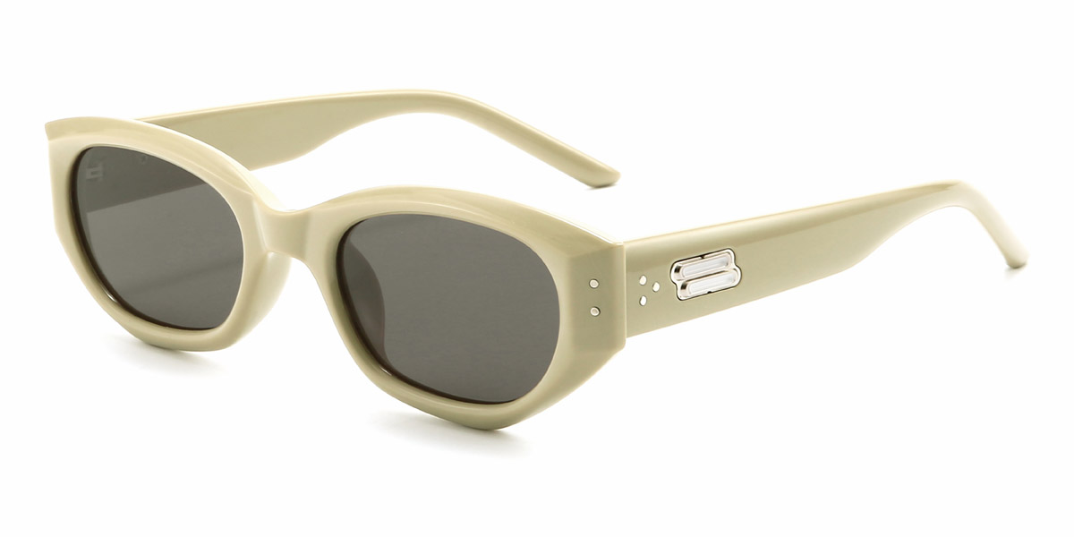 Cream Green Gray Ryley - Oval Sunglasses