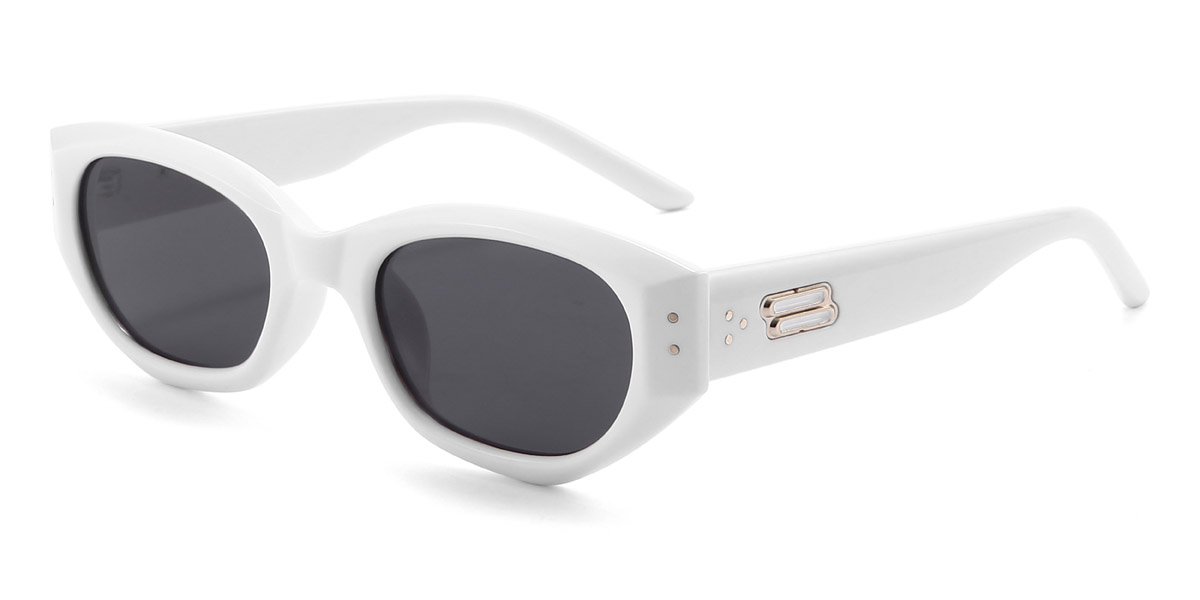 White Grey Ryley - Oval Sunglasses