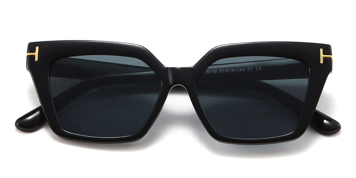 Black Grey Kenley - Rectangle Sunglasses