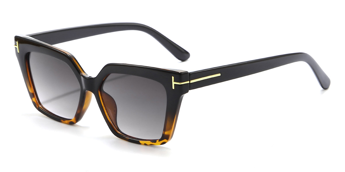 Black Tortoiseshell Gradual Grey Kenley Glasses - Rectangle Sunglasses