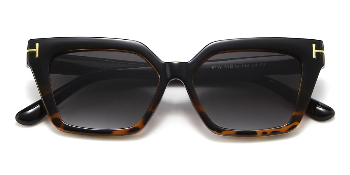 Black Tortoiseshell Gradual Grey Kenley Glasses - Rectangle Sunglasses