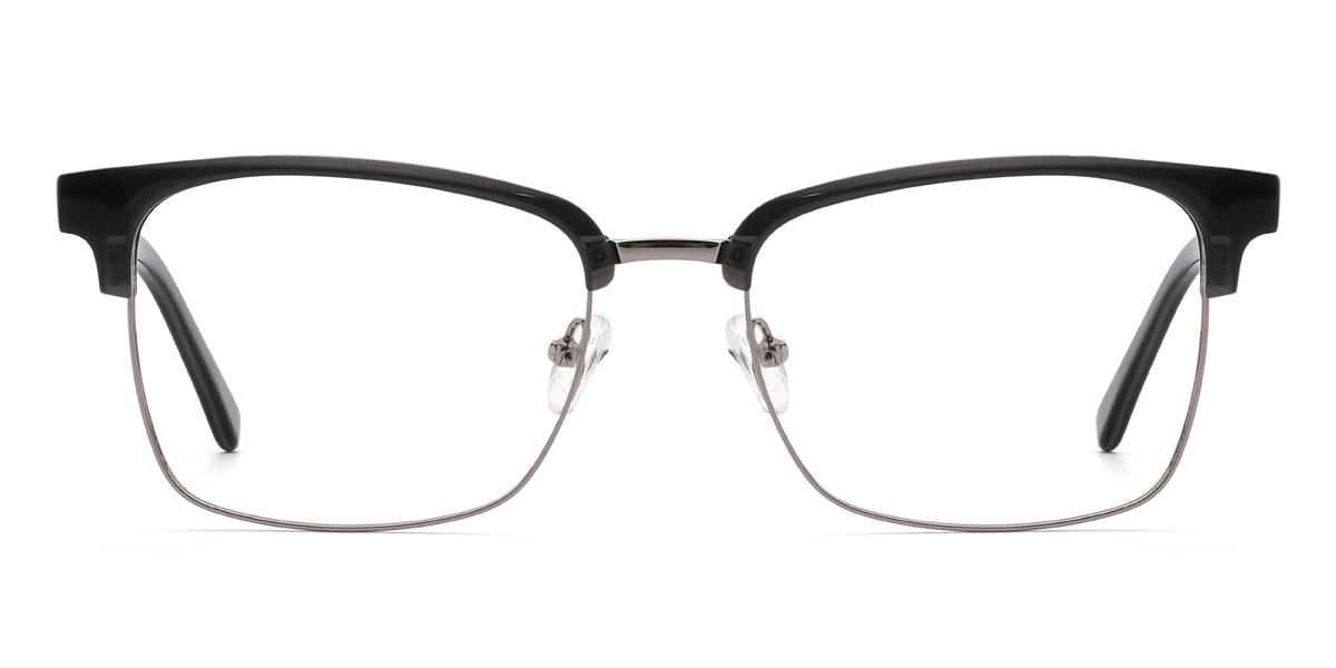 Negro Plata Lavar - Rectangle Glasses