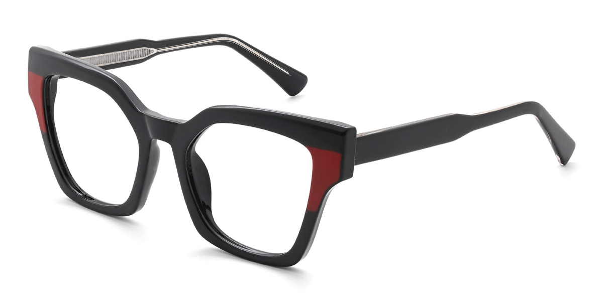 Black Red Johanna - Square Glasses