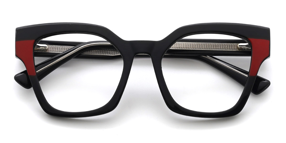 Black Red Johanna - Square Glasses