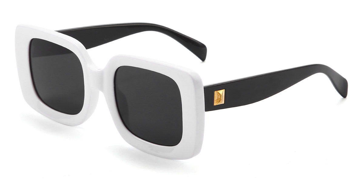 White Grey Triston - Rectangle Sunglasses