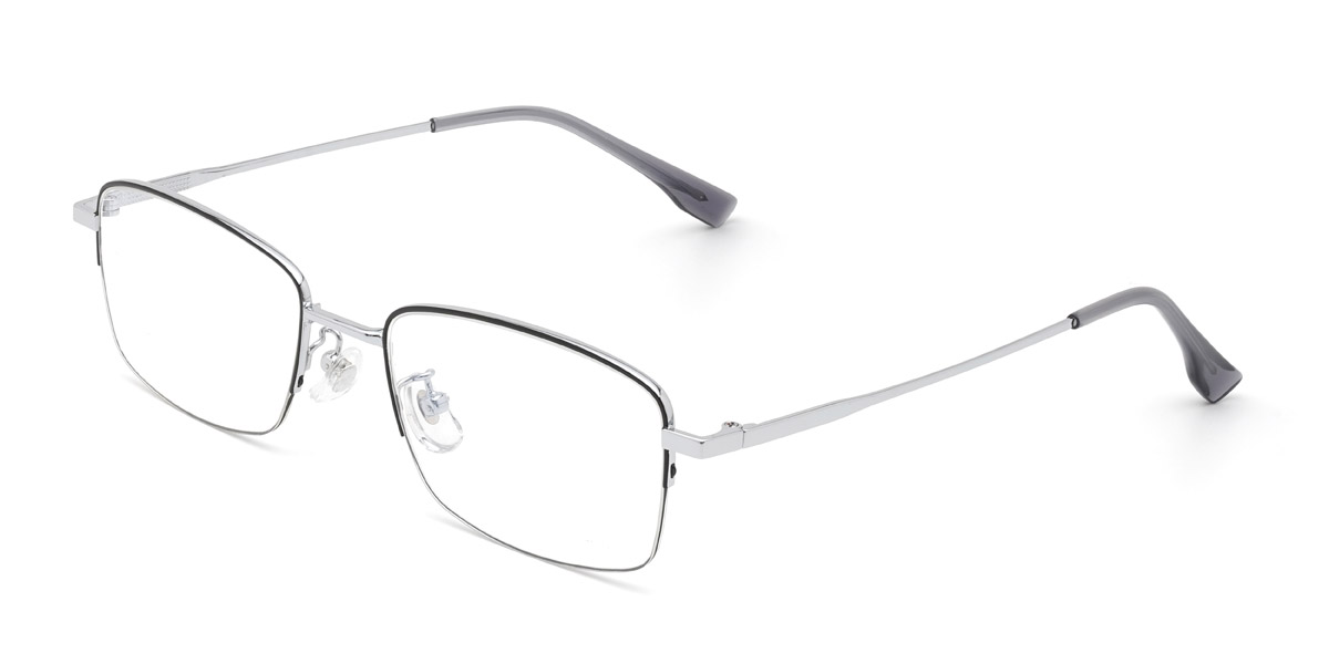 Black Silver Conrad - Rectangle Glasses