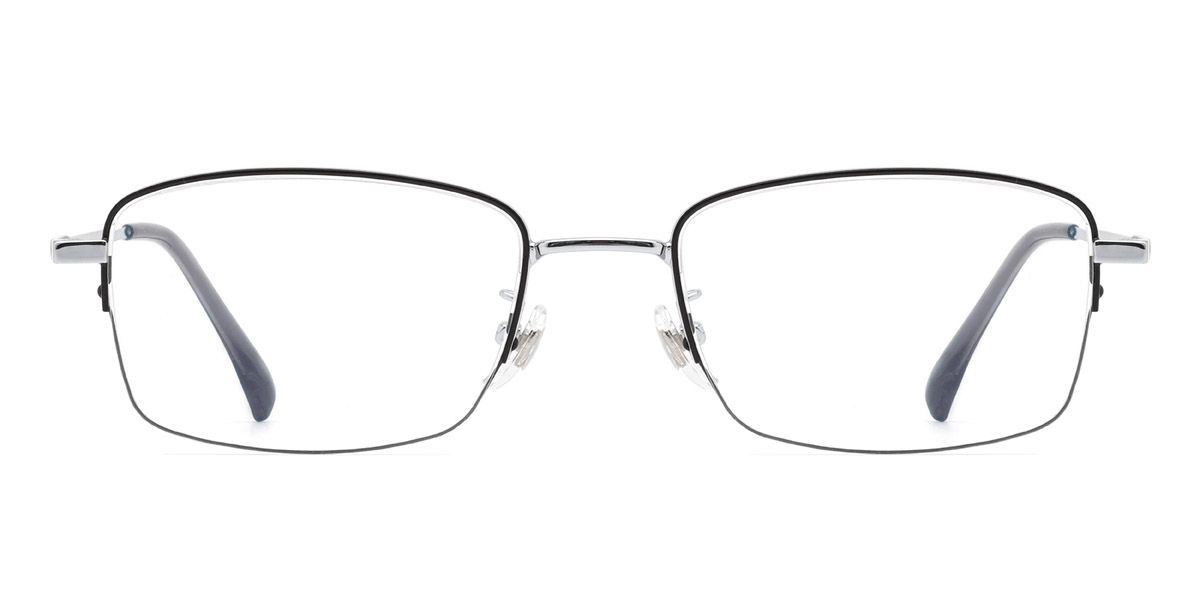 Black Silver Conrad - Rectangle Glasses