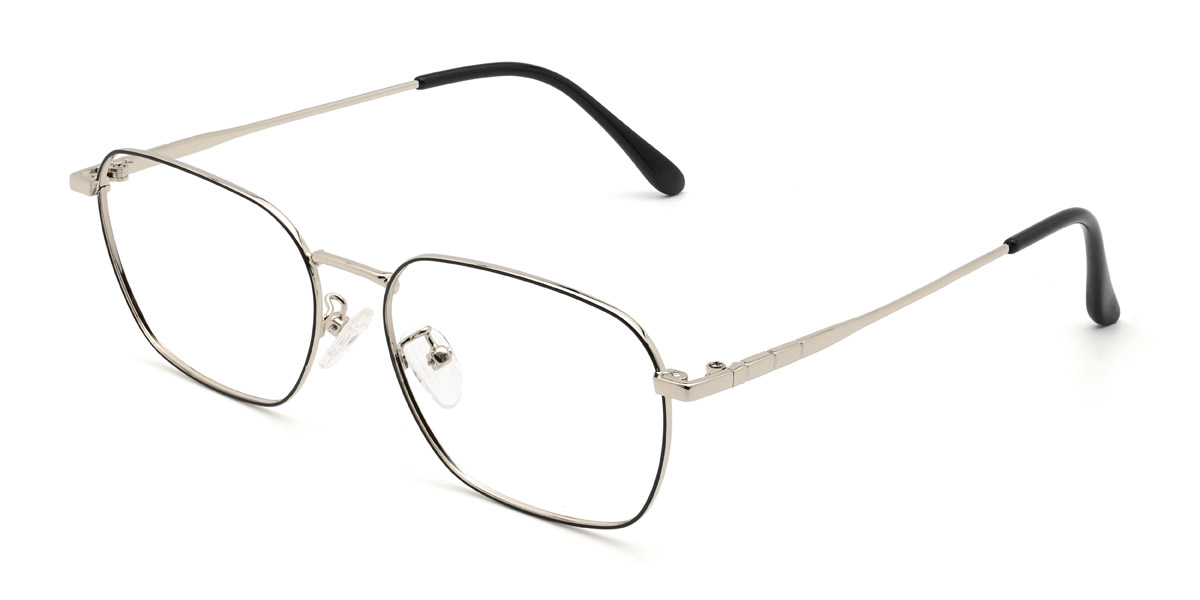 Schwarz Silber Angelique - Rectangle Glasses