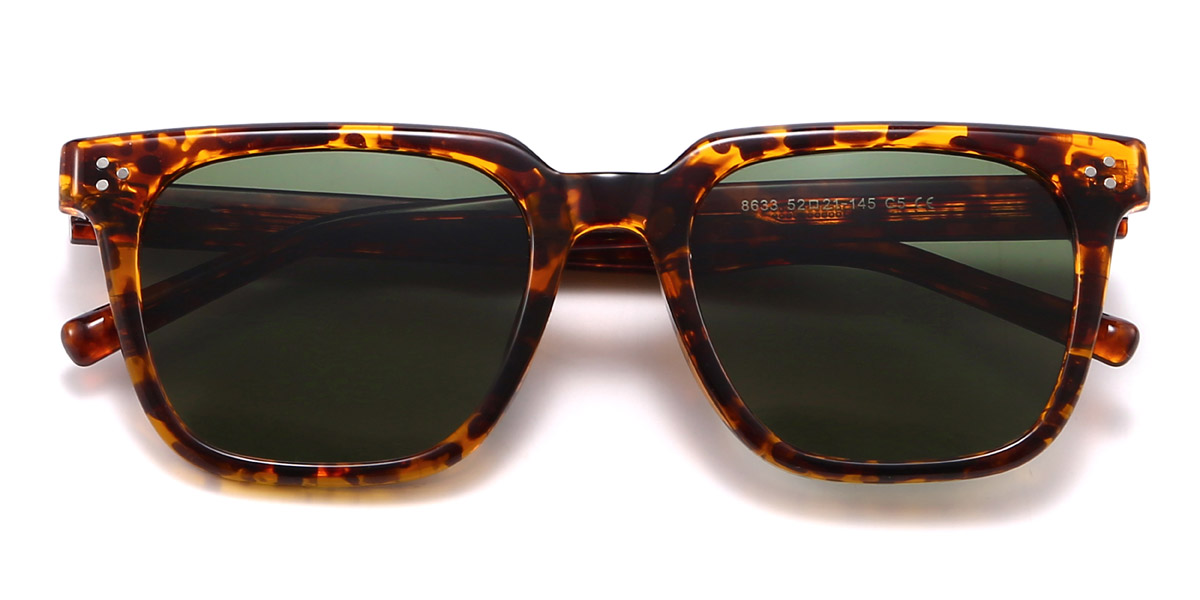 Tortoiseshell Dark Green Erika - Rectangle Sunglasses